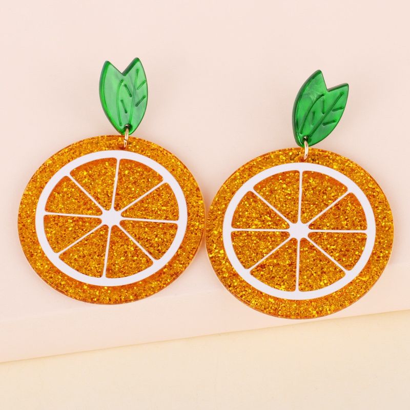 Acrylic Orange High-profile Figure Lemon Long Earrings