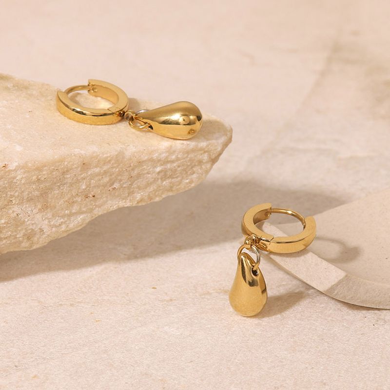 Mode Kreative 14k Gold Edelstahl Wasser Tropfen Anhänger Frauen Ohrringe