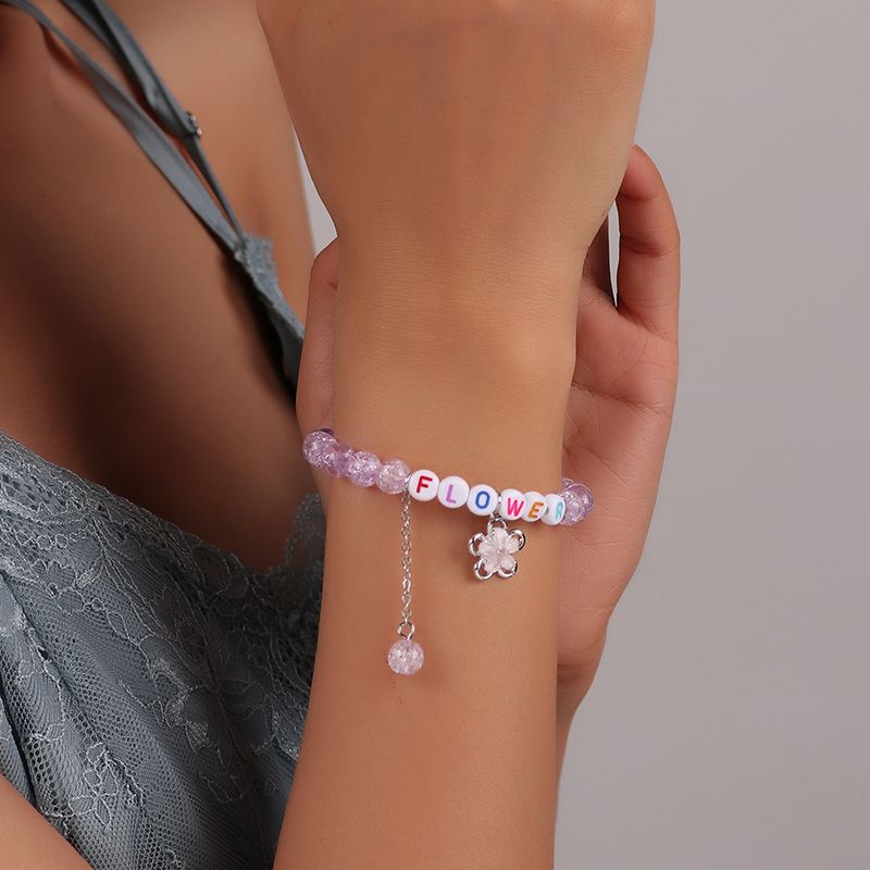 Mode Simple Perlée Gland Fleur De Cerisier Perlé Bracelet