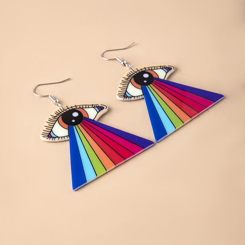 Fashion Geometric Rainbow Eye Printing Arylic Acrylic Earrings