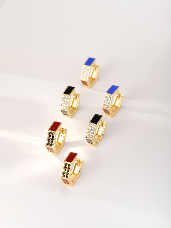 Creative Fashion Colorful Rectangle Drip Oil Zircon Inlay Earrings Ear Clip