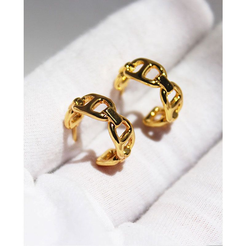 Simple Exquisite Novel Pig Nose Chain C-shaped Metal Ear Studs