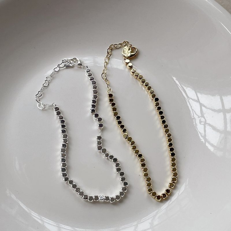 Fashion Small Ice Cube Simple Clavicle Chain Alloy Bracelet Necklace