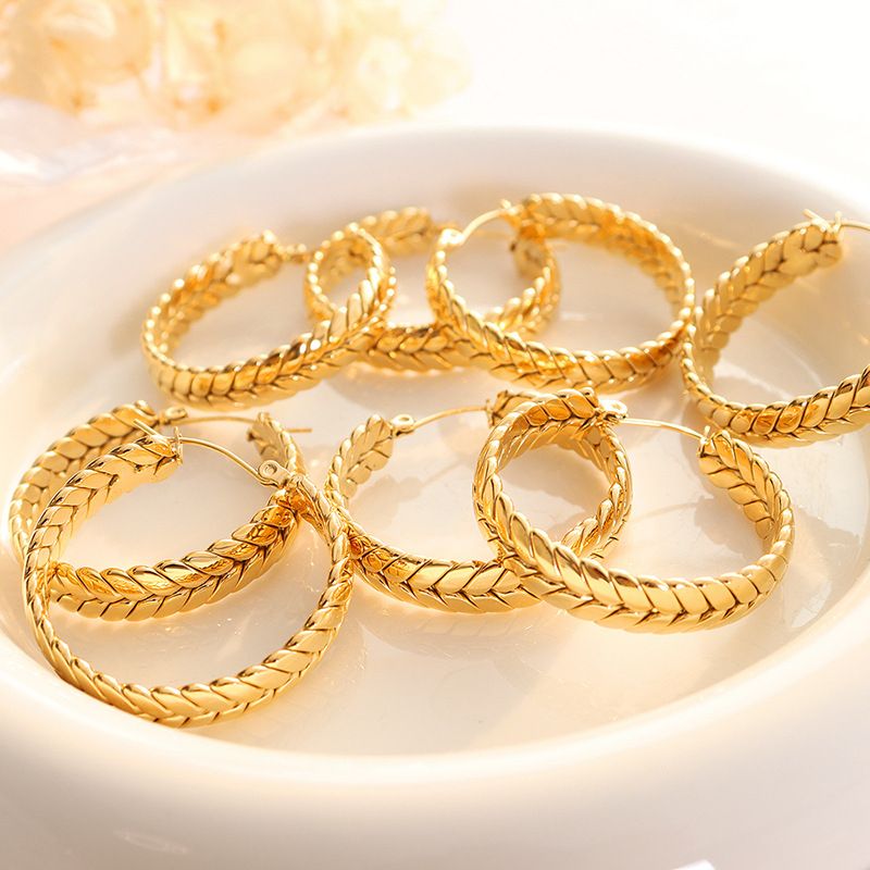 Fashion Wheat Earrings Titanium Steel Gold Plated Ear Clip Accessories Wholesale