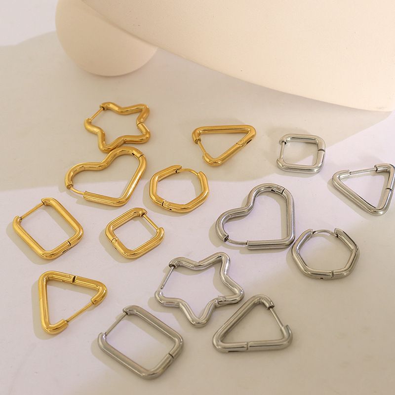 Fashion Simple Titanium Steel Gold-plated Earrings Female