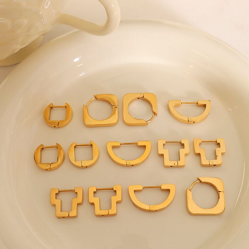 Accessories Fashion Geometric Gold Plated Titanium Steel Ear Clip