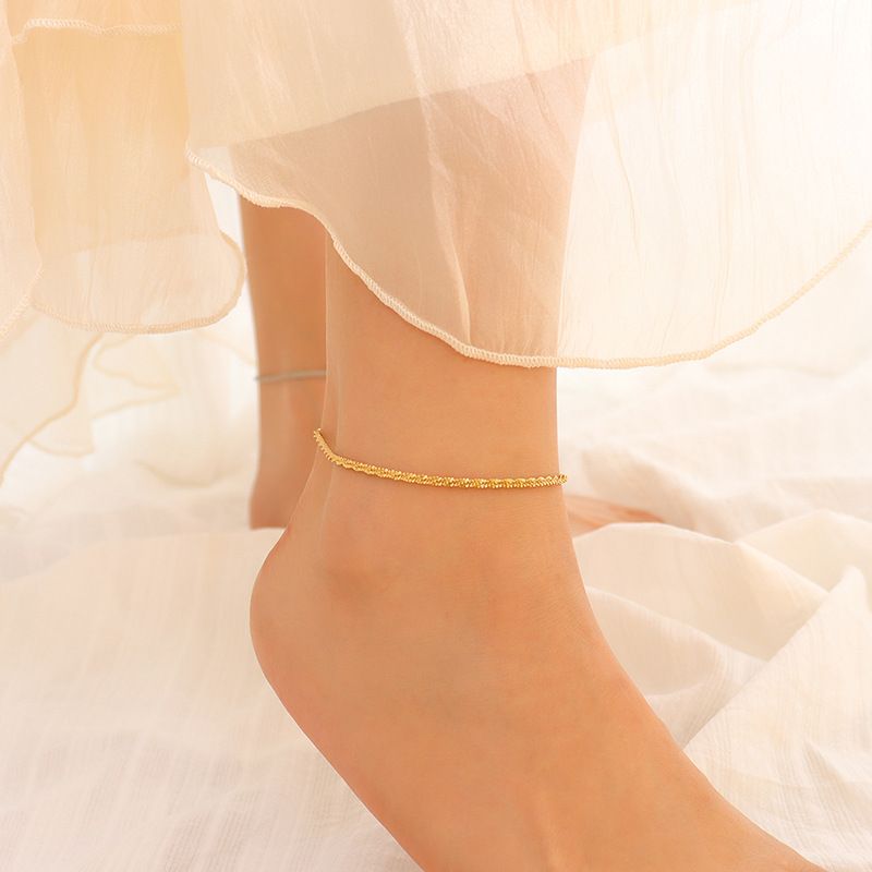الأزياء حلية الساق سلسلة القرنبيط تألق الصيف خلخال التيتانيوم الصلب 18k الذهب
