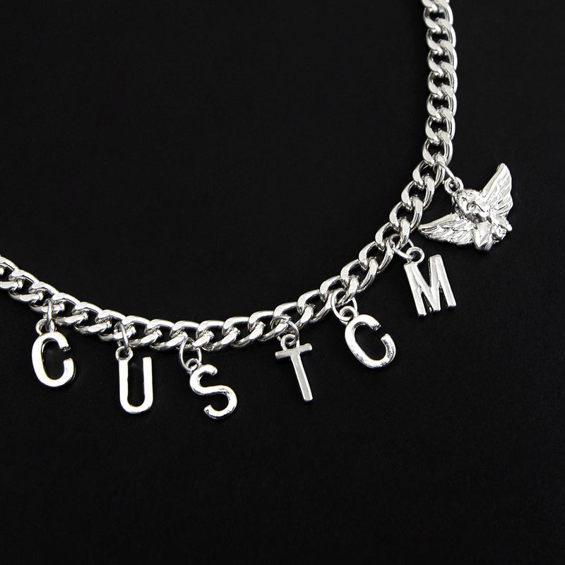 Simple Angel Single Layer Custcm Creative Letters Pendant Alloy Necklace