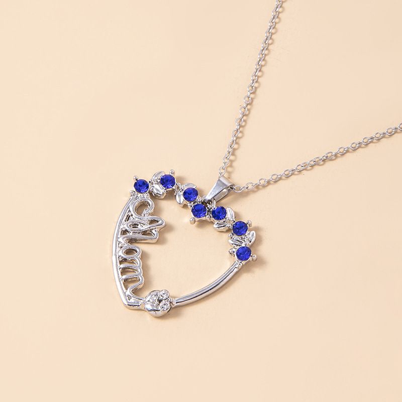 Fashion New Women's Simple Rhinestone Pendant Heart Alloy Necklace Mother's Day