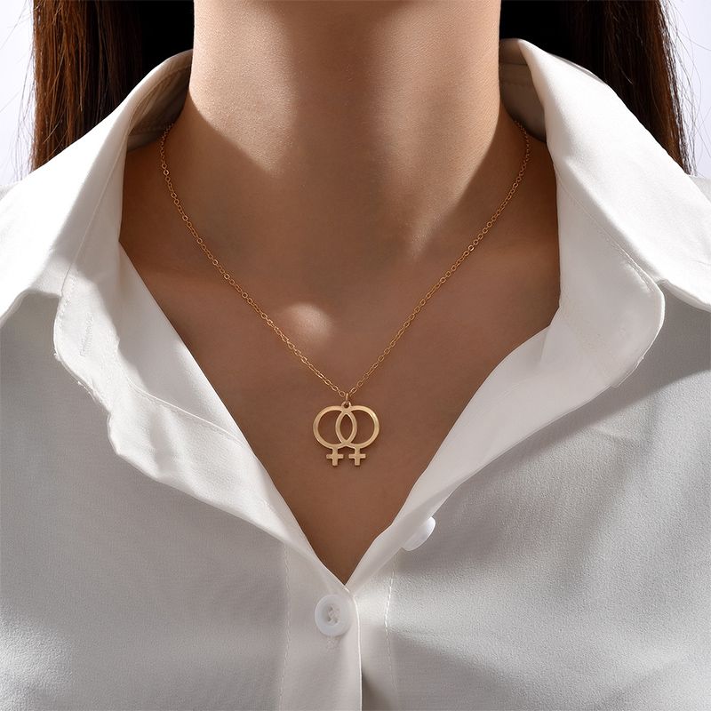 Simple Double Ring Necklace Simple Geometric Clavicle Chain Necklace