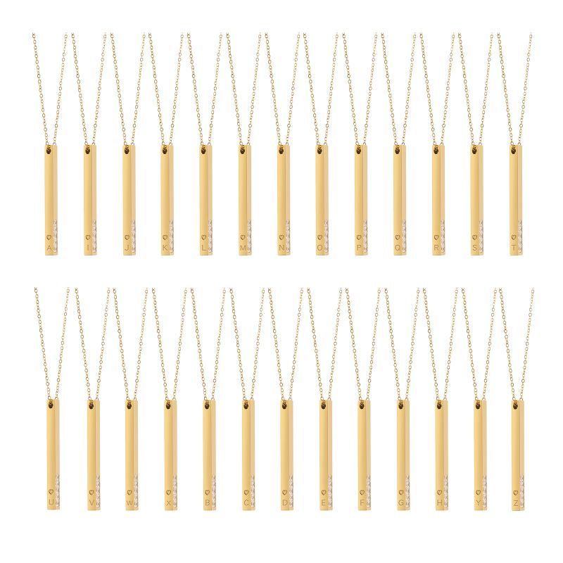 Fashion Simple Titanium Steel Plated 18k Gold Pendant 26 Letters Necklace