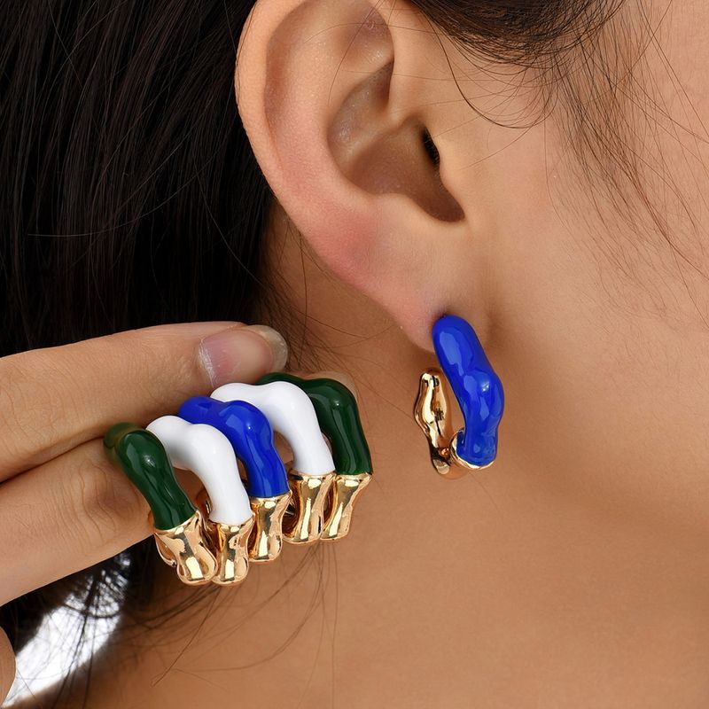 1 Piece Ins Style Nordic Style Exaggerated C Shape Epoxy Plating Gold Plated Alloy Ear Studs