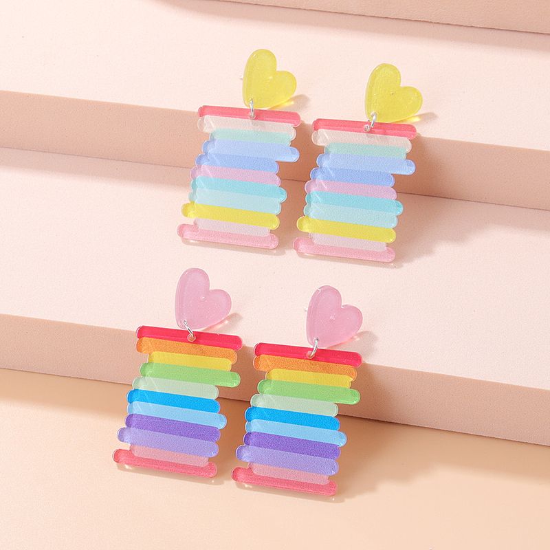 Fashion Rainbow Three-dimensional Printing Acrylic Earrings Simple Women