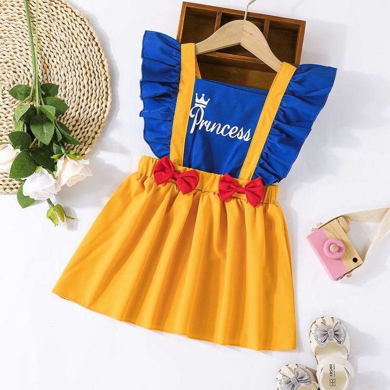 Fashion Cute Sweet Girl Letter Print Bow Princess Dress