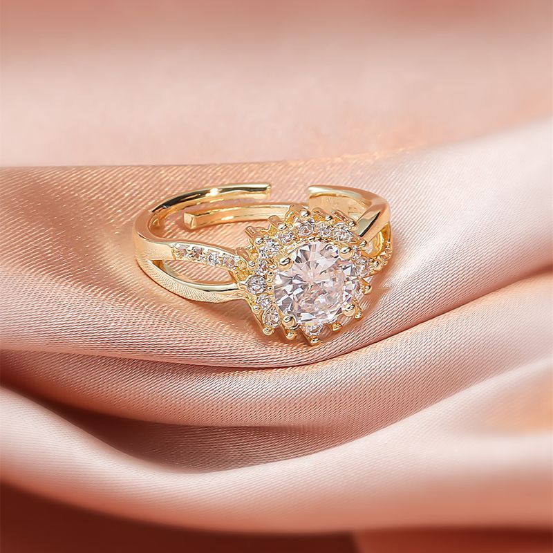 Fashion Classic Zircon Diamond Retro Opening Adjustable Copper Rings