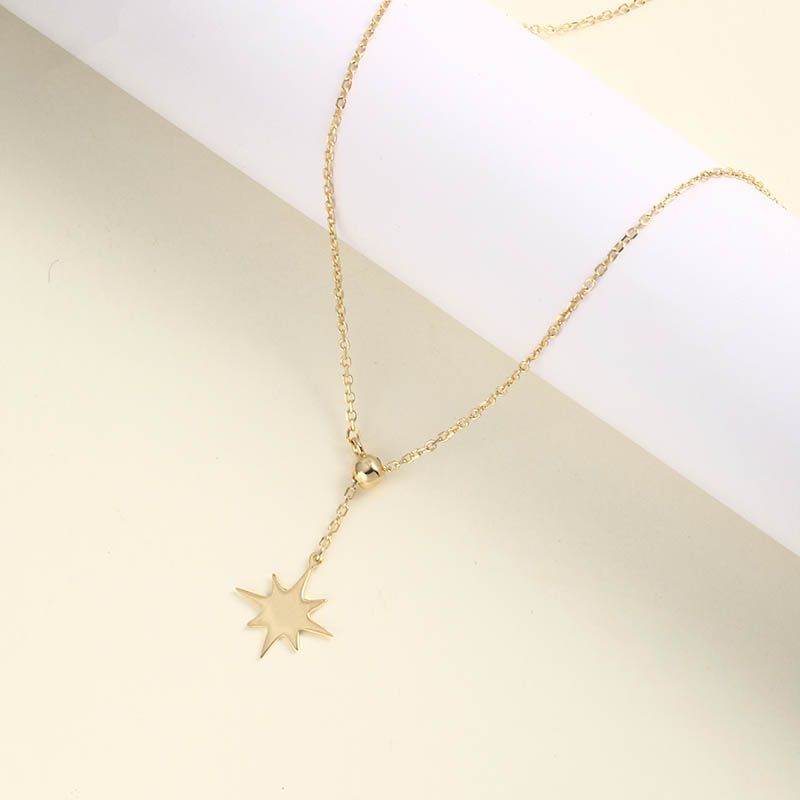 Fashion Metallic Eight Awn Star Shape Pendant S925 Sterling Silver Necklace