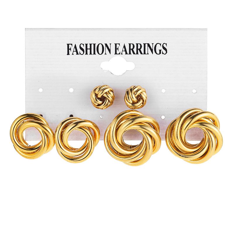 Creative New Geometry Twisted Metal Circle Earrings Set 3 Pieces
