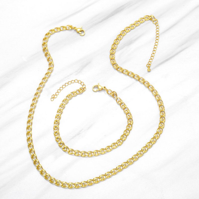 Fashion Hip Hop 18k Real Gold Copper Plating O-shaped Unisex Necklace Bracelet Ornament