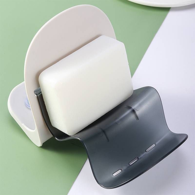 Fashion White Grey Solid Color Ripple Sucker Soap Holder