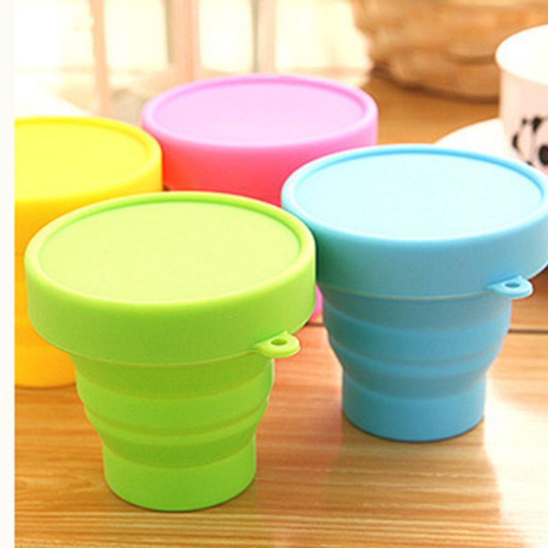 Portable Folding Silica Gel Cup Outdoor Portable Travel Cup Candy Color Portable Sports Cup