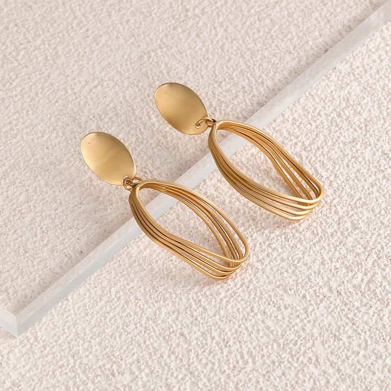 Simple Style Hollow Multi-layer Circle Pendant Alloy Earrings