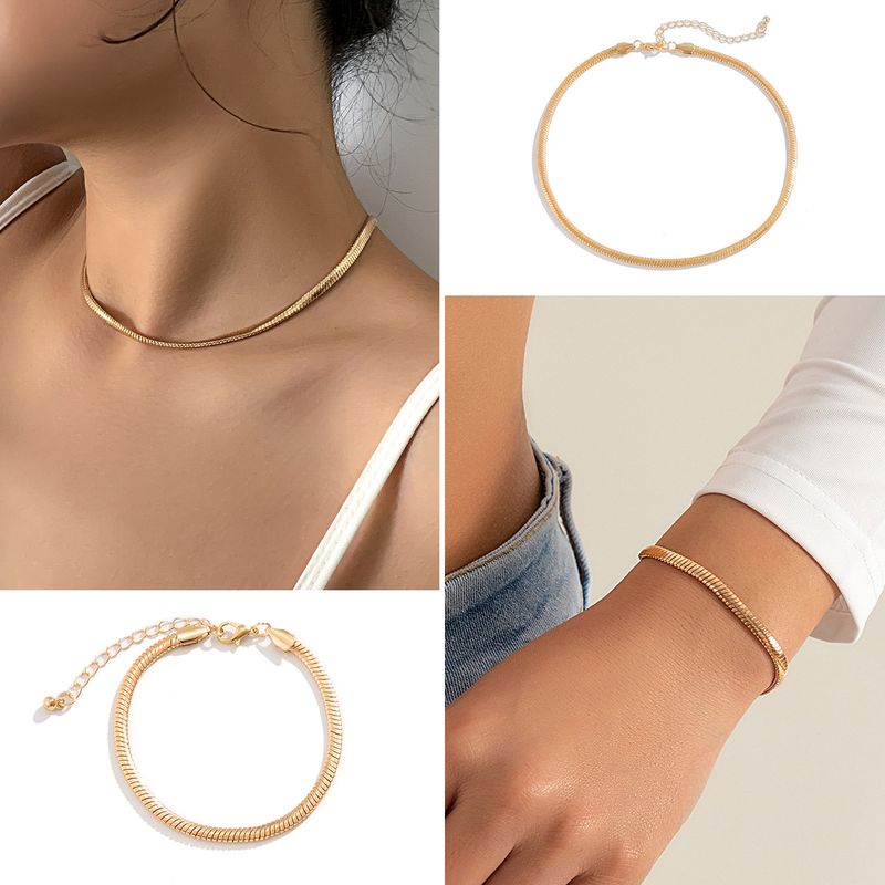 Fashion Collar Simple Geometric Choker Metal Copper Necklace Bracelet