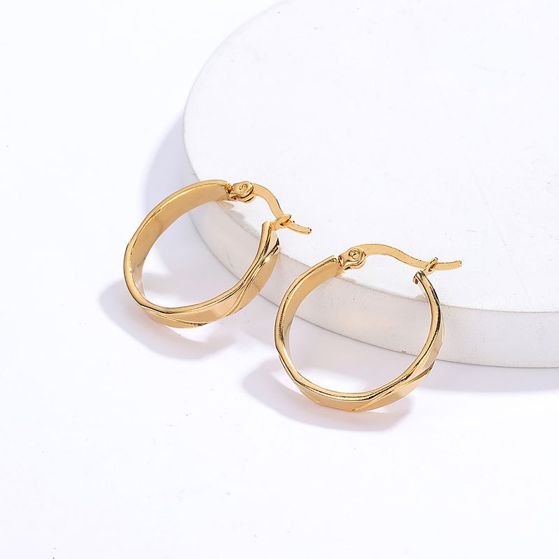Fashion Retro Stainless Steel Plating 18k Gold Simple Earrings