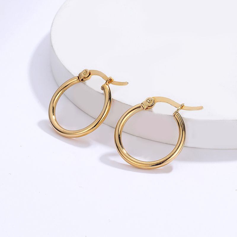 1 Piece Round Plating 201 Stainless Steel 18K Gold Plated Earrings