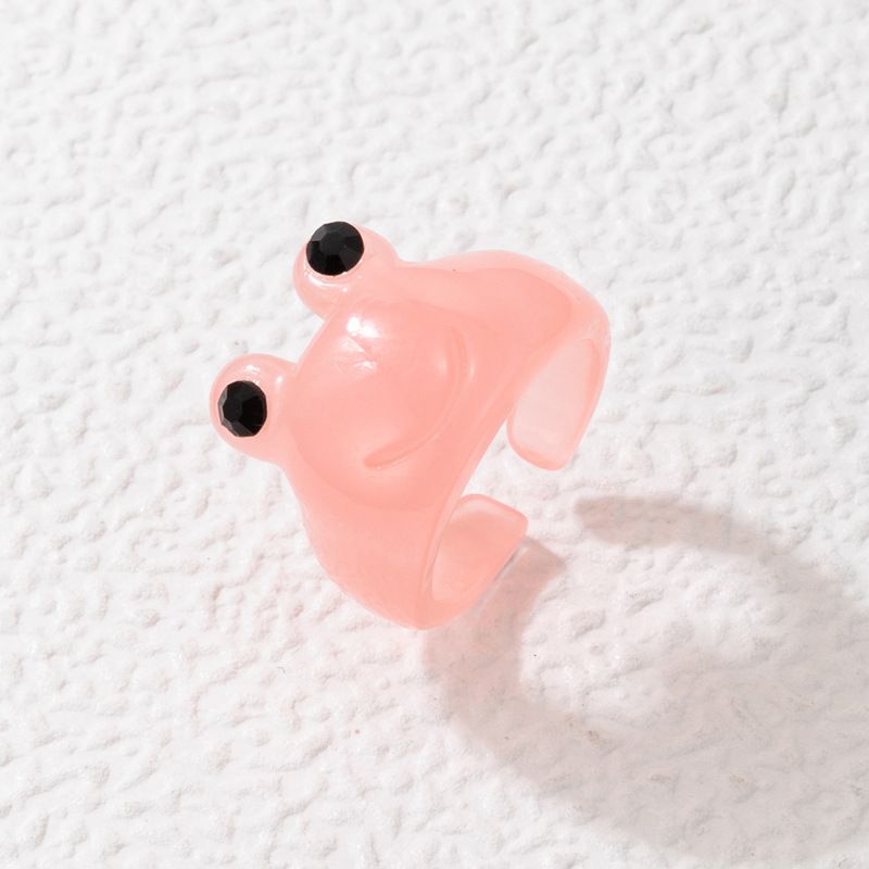 Fashion Cartoon Frog Candy Color Transparent Resin Open Ring