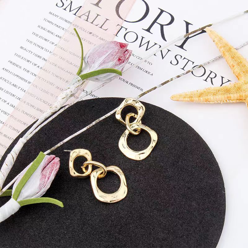 Fashion Circle Small Simple Frosty Geometric Shaped Alloy Earrings Female