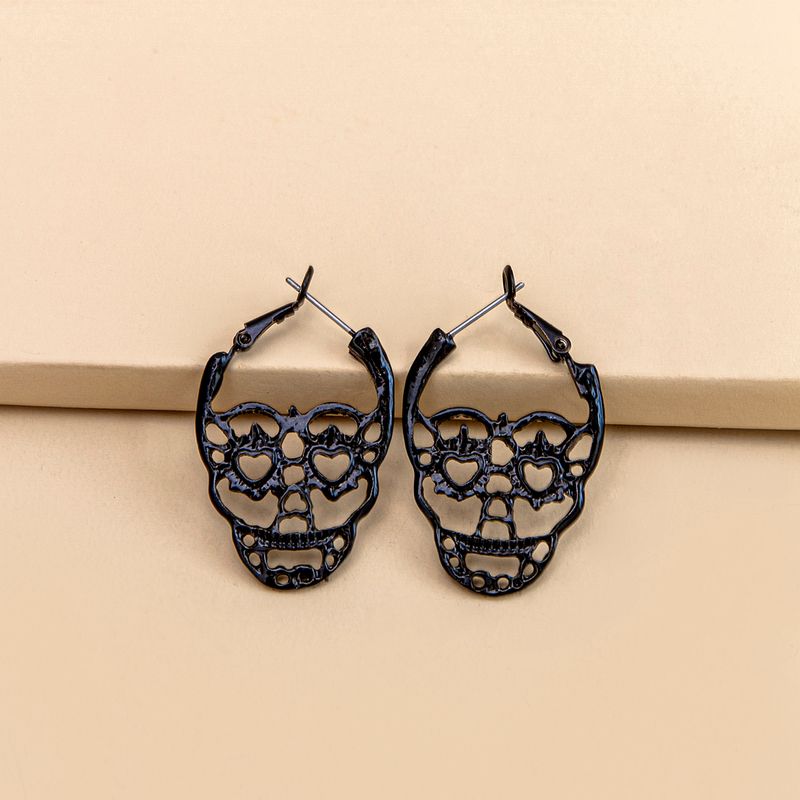 Ethnic Style Skull Alloy Hoop Earrings