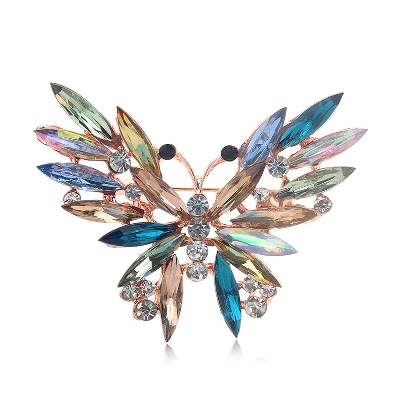 Broche De Mariposa Colorido Con Diamantes De Imitación De Cristal De Moda