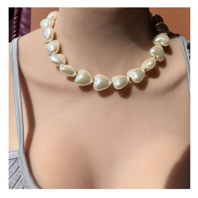 Moda En Forma De Corazón Perla Clavícula Cadena Joyería Traje Collar Pulsera Femenina