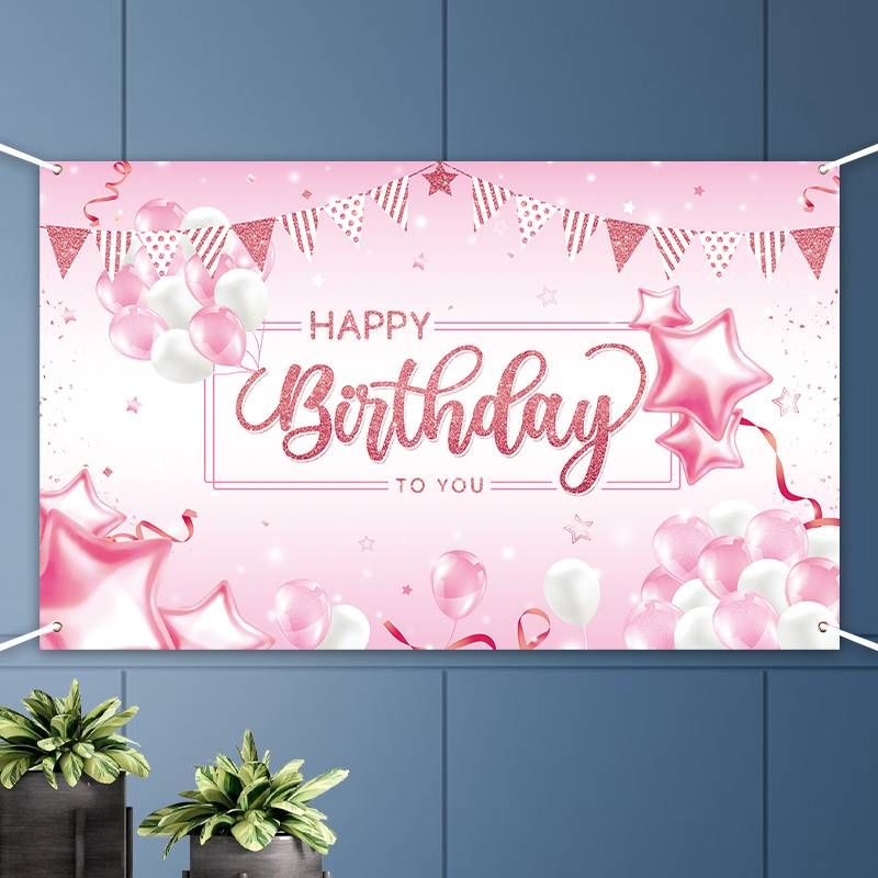 Rosa Geburtstag Hintergrund Tuch Dekoration Geburtstag Banner Tür Vorhang