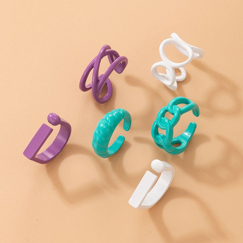 Fashion Geometry Multi-color Spray Paint Irregular Ring Set
