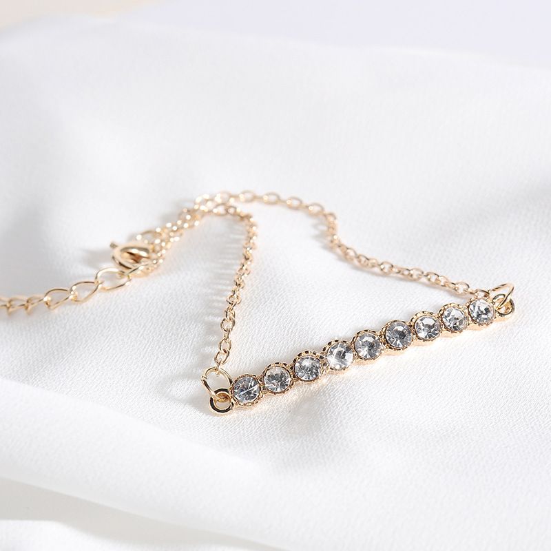 Fashion Ornament Simple Rhinestone Chain Shaped Alloy Bracelet