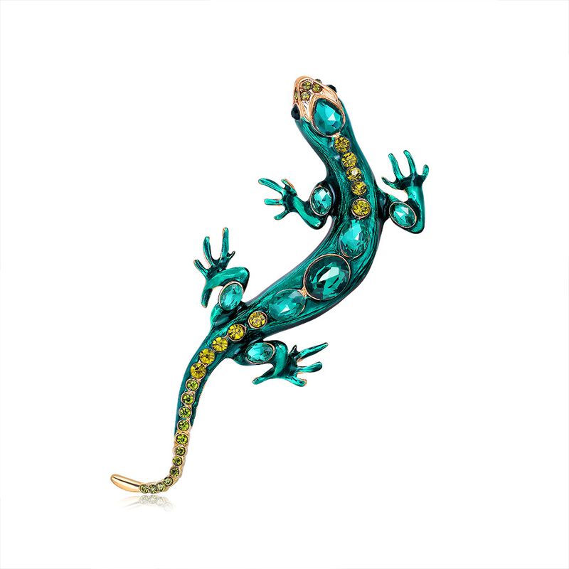 Broche De Moda Nuevo Retro De Aleación De Diamante Lagartija Gecko De Cuatro Garras Serpiente Diamante