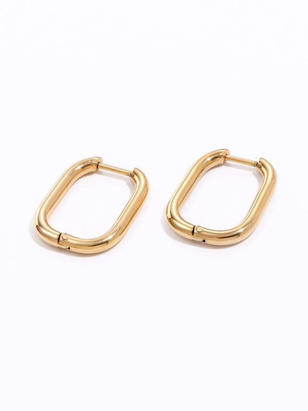 1 Piece Fashion Geometric Oval Plating 201 Stainless Steel 18K Gold Plated Earrings
