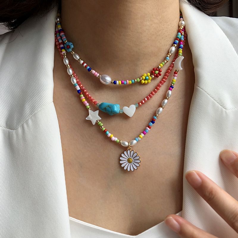 Fashion Retro Flower Necklace Female Turquoise Clavicle Chain