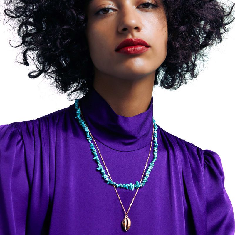 Fashion Retro Double Layered Irregular Turquoise Necklace
