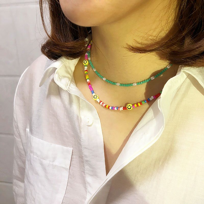 Nouveau Bijoux Boho Collier De Perles De Couleur Fait Main Femme