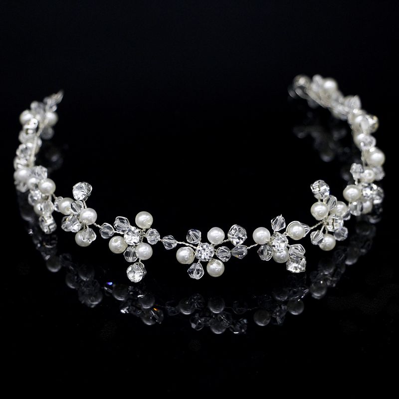 Neue Handgemachte Perle Haarband Kristall Tiara Hochzeitskleid Zubehör