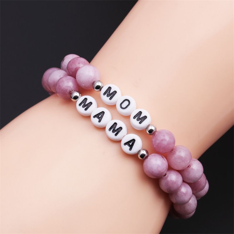 Piedra Natural Simple Más Color Mama Pulsera Con Cuentas Día De La Madre Mujer