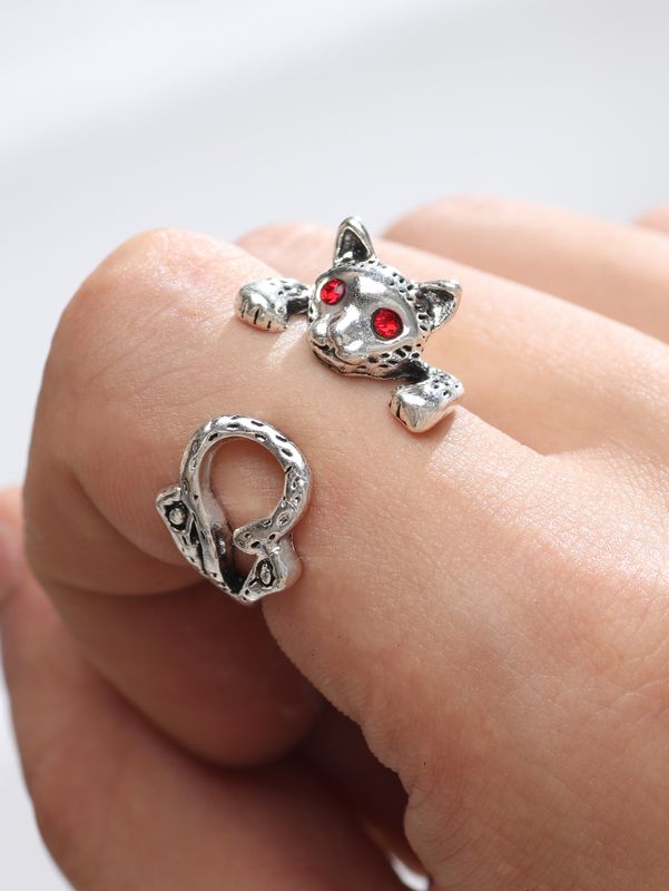 Korean Version Design S925 Sterling Silver Ring Net Celebrity Personality Hip-hop Hipster Lucky Cat Silver Ring Jewelry