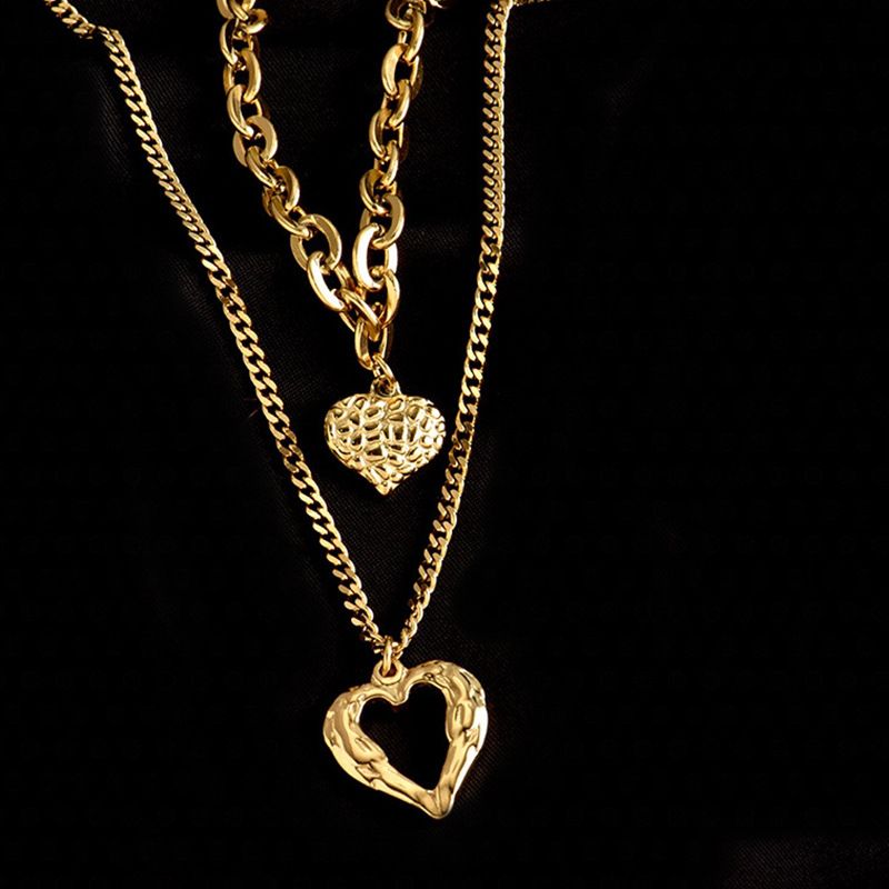 Edelstahl 304 18 Karat Vergoldet Herz Halskette