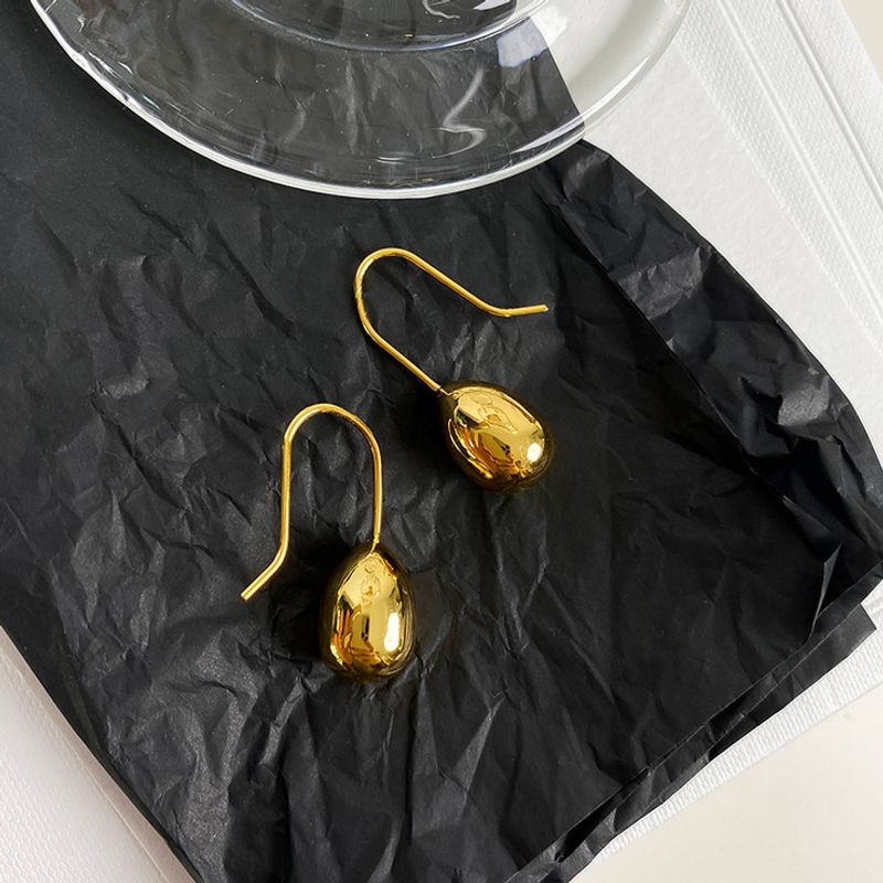 Retro Water Drop Pendant Titanium Steel 18k Gold Plated Earrings