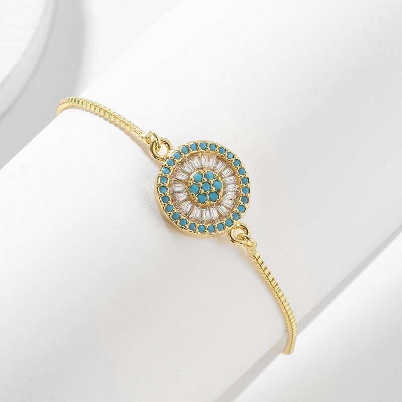 Fashion Copper-inlaid Zircon Round Pull-out Bracelet