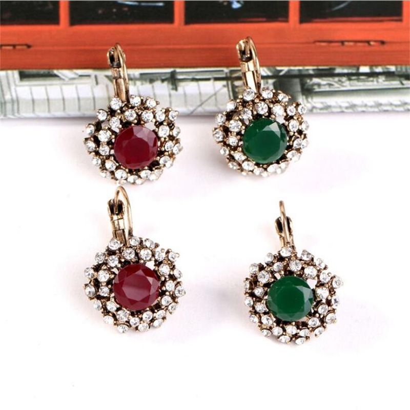 Vintage Fashion Round Flower Rhinestone Alloy Ear Clips