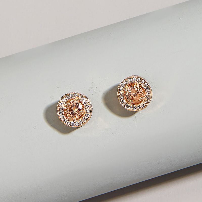 Fashion Geometric Round Rhinestone Zircon Alloy Stud Earrings