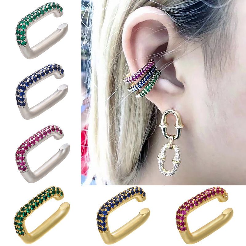 Boucles D'oreilles Simples En Cuivre Micro-incrusté De Couleur Zircon Géométrique